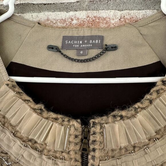 Sachin + Babi Ankasa Zip Up Mohair Wool Blend Beaded Jacket Size 6 - Picture 3 of 7